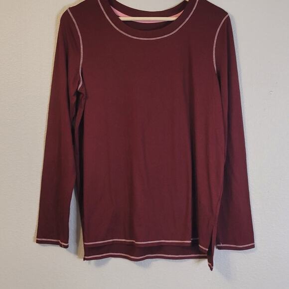 Cuddl Duds‎ Womens Long Sleeve T Shirt Size S Maroon Modal Rayon Crew Neck - Picture 1 of 7